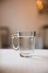 Water in glass in close up