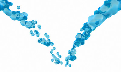 Abstract aqua concept. Blue liquid on white background. Fluid style. 3d rendering. Digital.