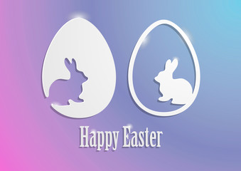 Easter Sale Banner Template Background with Beautiful Calligraphy. Paper Cut Egg, Vector Illustration