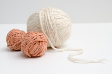 Balls of yarn on a light background