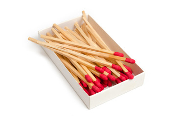 Matches in a box, isolated on white