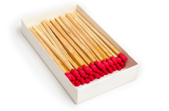 Matches in a box, isolated on white