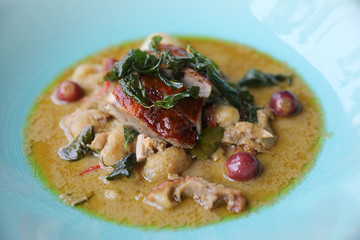 Green curry with roasted duck , Thai food