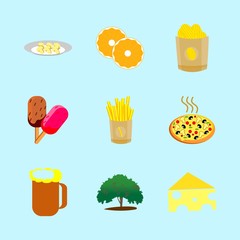 icons about Food with junk, salami, fries, bar and delicious