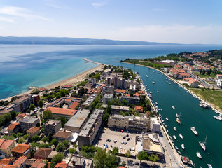 Stunning aerial shot of Omis city.Croatia
