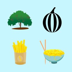 icons about Food with citrus fruit, free, eat, potatoes fries and organic