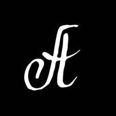 Letter A. Handwritten by dry brush. Rough strokes textured font. Vector illustration. Grunge style alphabet.