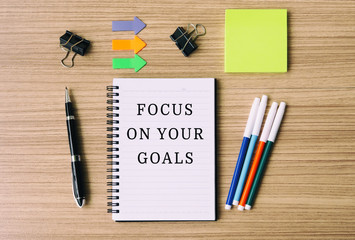 Inspirational quote- Focus on your goals. Retro style.