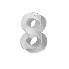 Metal baking cake pan or cookie cutter like mathematical digit 8, 3D rendered font image