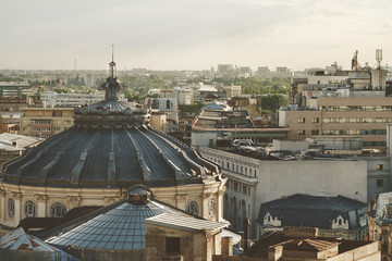 Rooftops in Bucharest in the evening