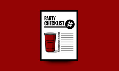 Party Checklist To Do List Template with Red Glass