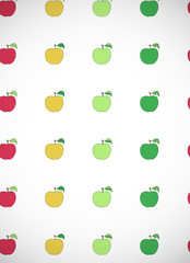 Vertical card with cartoon colorful apples.