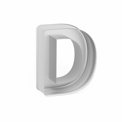 Metal baking cake pan or cookie cutter like capital letter D on white background