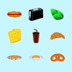 icons about Food with croissant, fried chiken, breakfast, bread and lunch