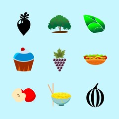 icons about Food with fast food, vanilla, radish, grape and dinner
