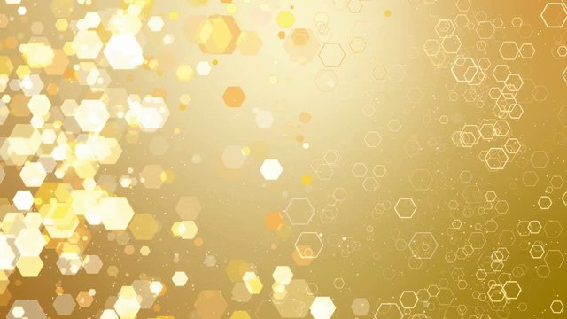 Gold hexagon sparkles glitter animation.