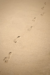 Fototapeta na wymiar Footprints on the sand 