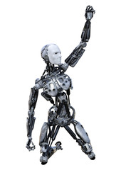 3D Rendering Male Robot on White