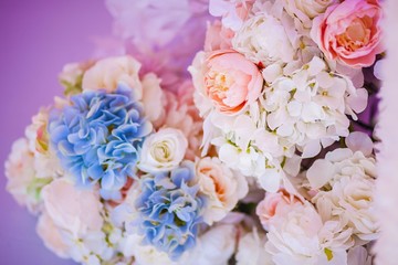 Fresh flowers in a wedding decoration. Background