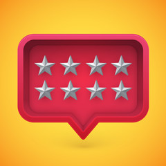 Grey rating stars in speech bubble, vector illustration