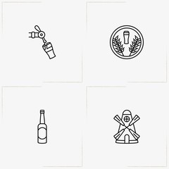 Beer line icon set with beer, beer tap  and beer bottle