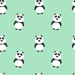 Seamless pattern with cute panda. Panda vector print.
