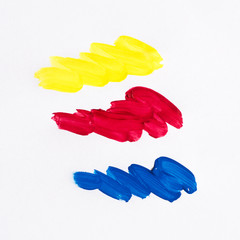 Colorful paint strokes isolated on white