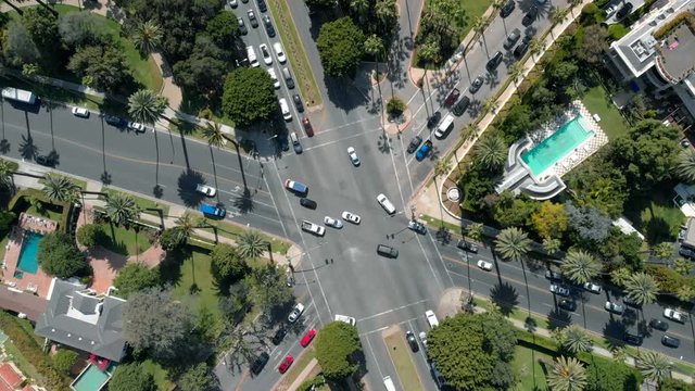 Aerial Shot of Intersection 7 Streets Crossing