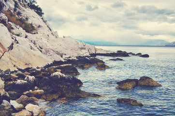 Fototapeta na wymiar Rocky shore on the coast of Croatia