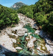 Rolling down; rocky bed of the Versasca river in Ticino