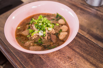 Thai noodle soup on the table.