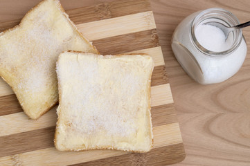 butter toast with sugar for breakfast