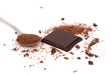 Chocolate and cocoa isolated on white