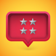 Grey rating stars in speech bubble, vector illustration