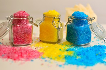 colored bath salts