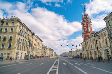 Fototapeta na wymiar Nevsky Prospect street at Sankt-Petersburg in Russia.