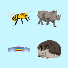icons about Animal with bee, light, urchin, needles and farm
