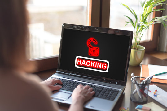 Hacking concept on a laptop screen