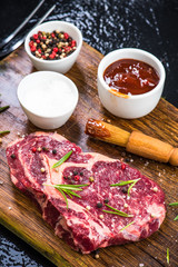 Seasoning beef steak for grill