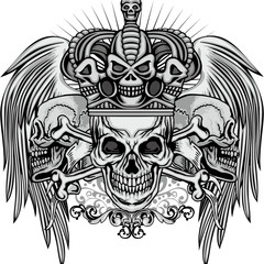  Gothic coat of arms with skull, grunge vintage design t shirts