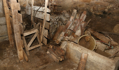 interior of an old mountain barn