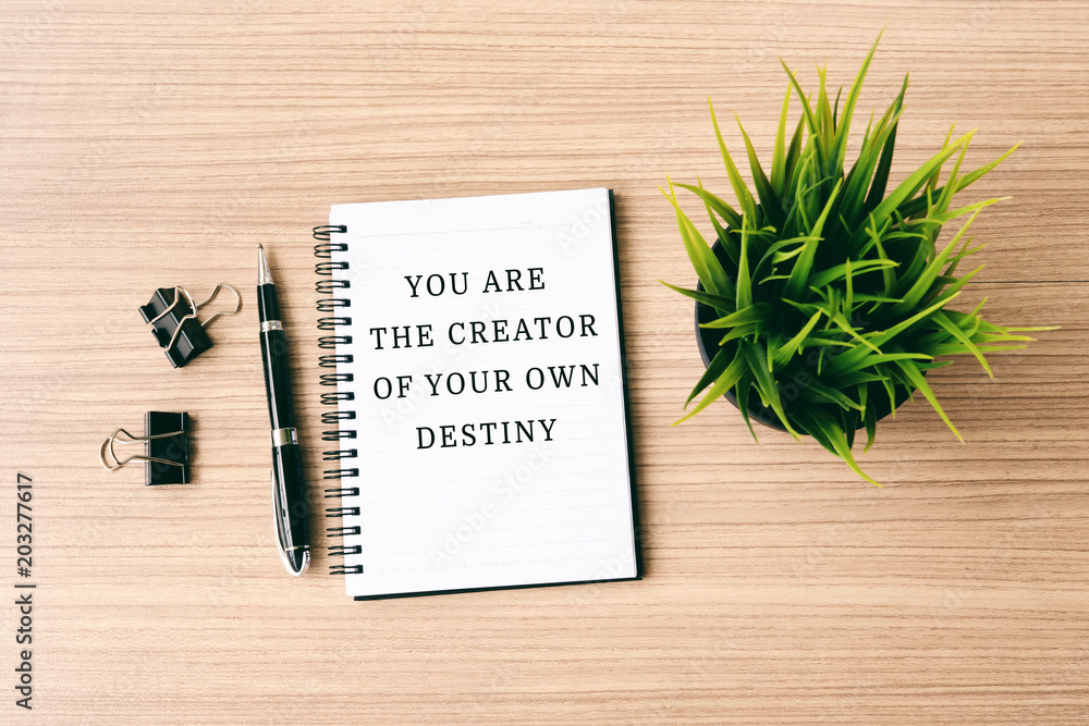 Wall mural inspirational quote- you are the creator of your own destiny. retro style.
