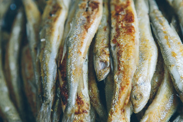 fried smelt close-up