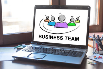 Business team concept on a laptop screen