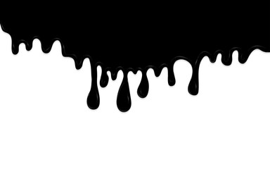 Dripping black paint or oil on white background. Vector illustration.
