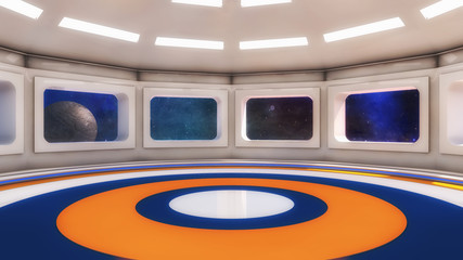 3D Render. Futuristic spaceship interior corridor © Miguel Aguirre