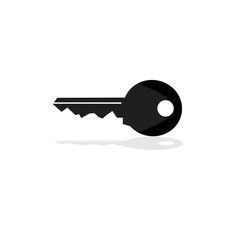 The simple icon of key with reflection, black illustration vector