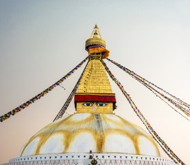 Buddhist stupa Bodnath March 26, 2018 in Kathmandu, Nepal.