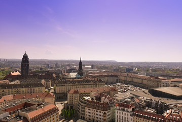 Fototapeta na wymiar Panorama of the city skyline at in Dresden, Saxony, Germany, Europe.