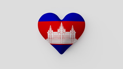 Corazón bandera Camboya. 3D
